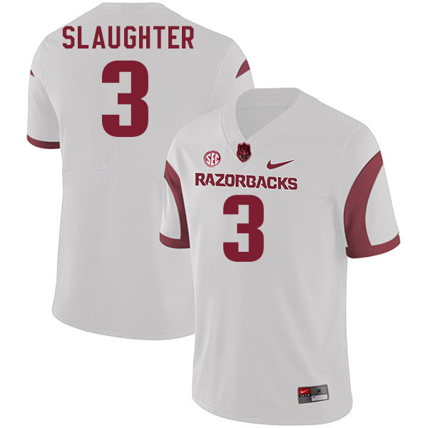 Men #3 Doneiko Slaughter Arkansas Razorbacks College Football Jerseys Stitched-White